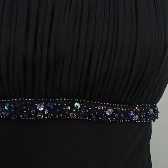 Dressbarn Collection VTG SZ 8 Empire Waist Pleated Spaghetti Strap Bling Dress - Picture 4 of 7